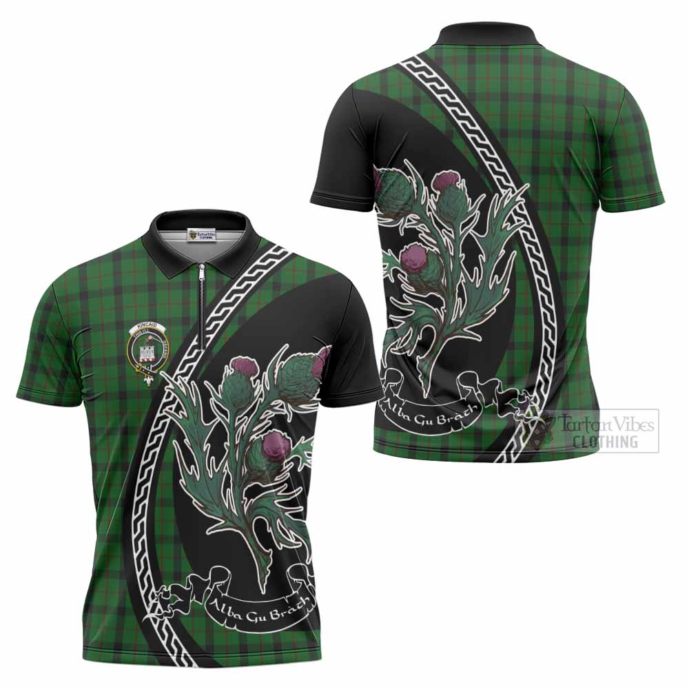 Kincaid Family Crest Tartan Zipper Polo Shirt Alba Thistle Inspired - Tartan Vibes Clothing