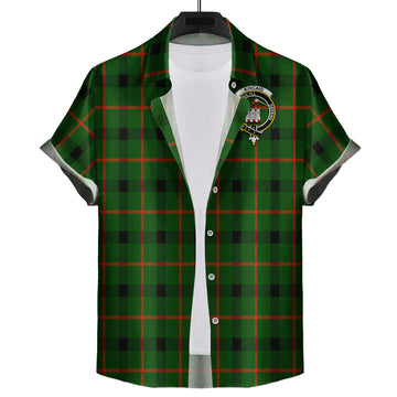 Kincaid Modern Tartan Short Sleeve Button Down Shirt with Family Crest