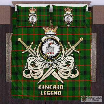 Kincaid Modern Tartan Bedding Set with Clan Crest and the Golden Sword of Courageous Legacy