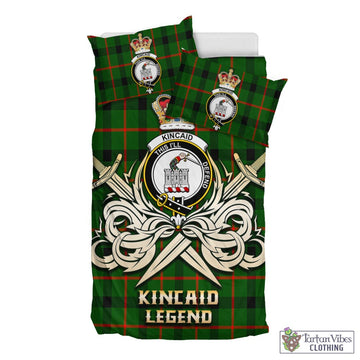 Kincaid Modern Tartan Bedding Set with Clan Crest and the Golden Sword of Courageous Legacy