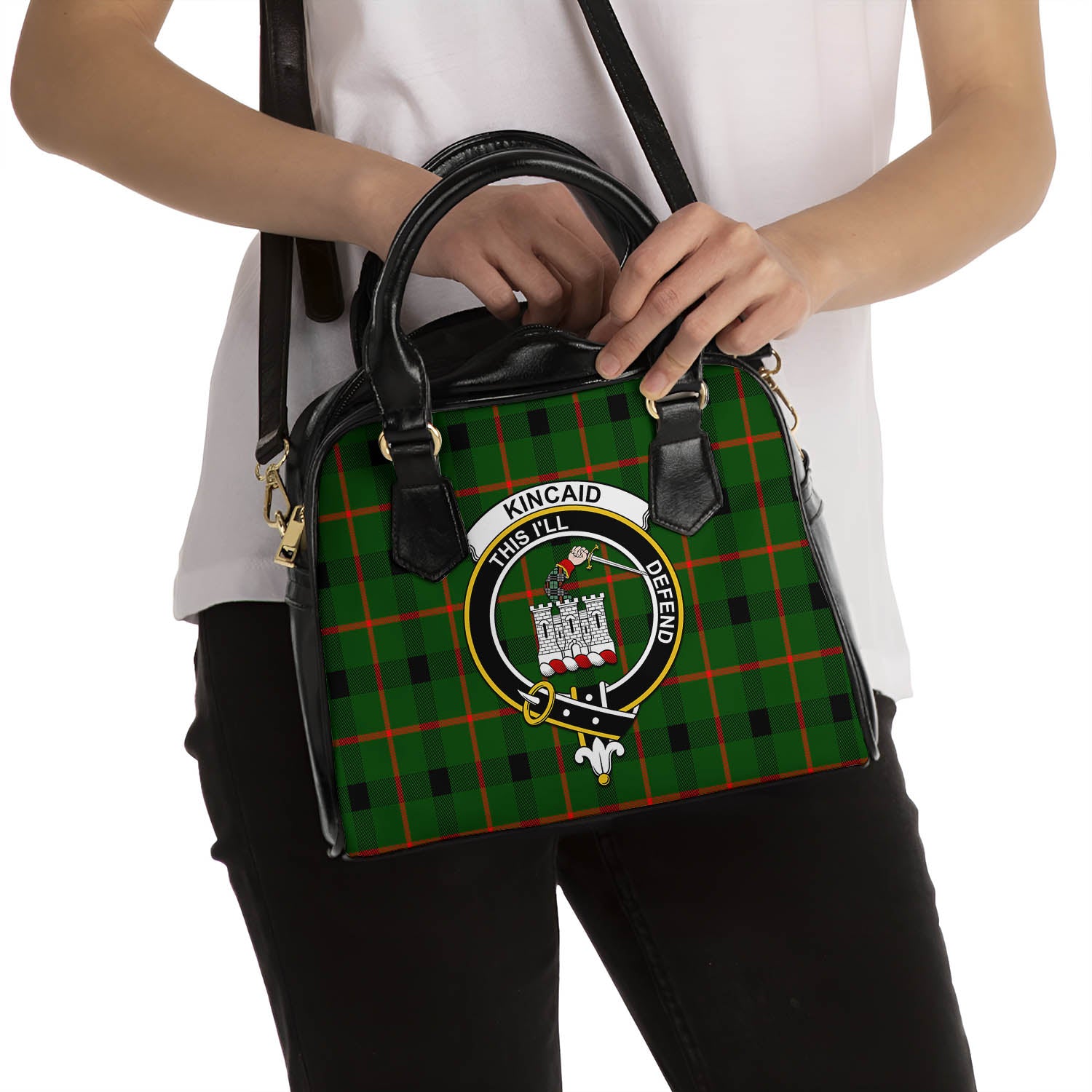 Kincaid Modern Tartan Shoulder Handbags with Family Crest - Tartanvibesclothing