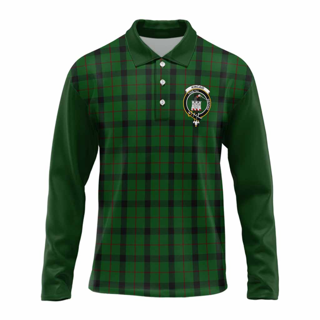 Kincaid Tartan Accent Long Sleeve Polo Shirt with Family Crest