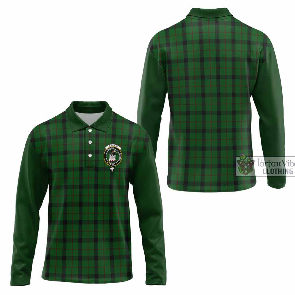 Kincaid Tartan Accent Long Sleeve Polo Shirt with Family Crest