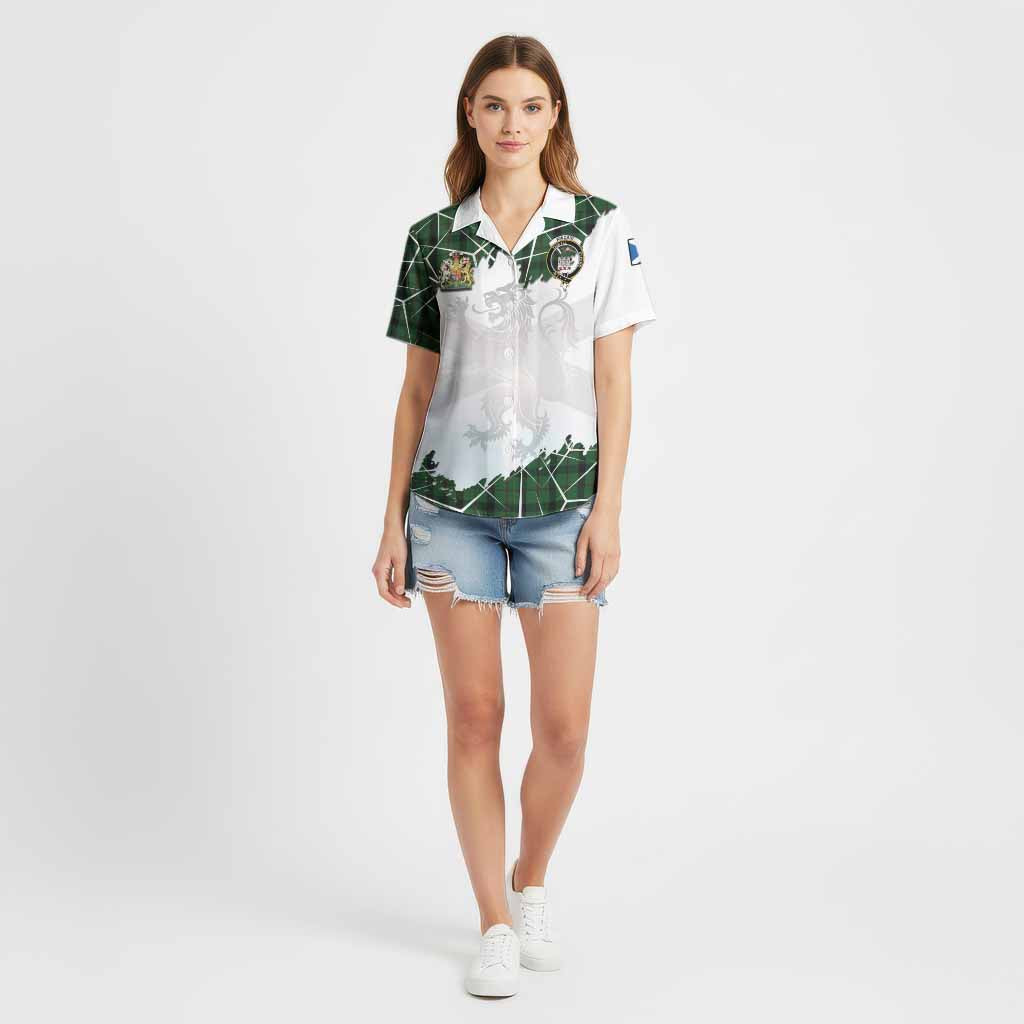 Kincaid Tartan Cotton Hawaiian Shirt with Family Crest and Lion Rampant Grunge Style