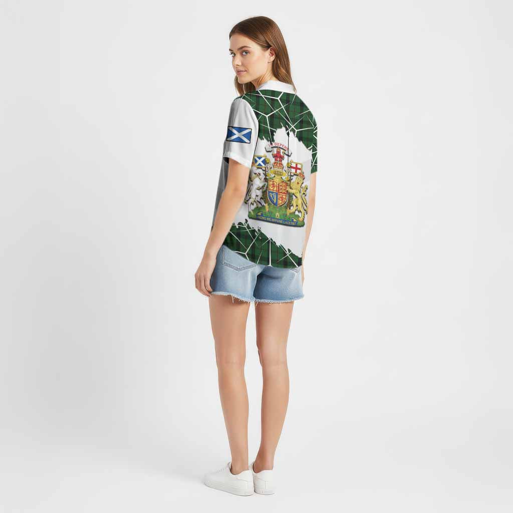 Kincaid Tartan Cotton Hawaiian Shirt with Family Crest and Lion Rampant Grunge Style