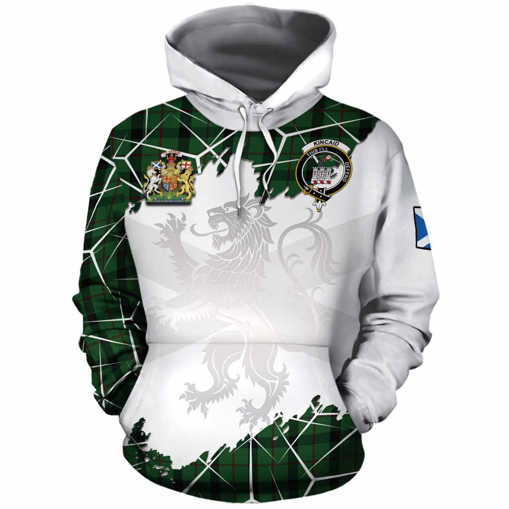 Kincaid Tartan Cotton Hoodie with Family Crest and Lion Rampant Grunge Style