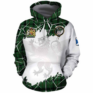Kincaid Tartan Cotton Hoodie with Family Crest and Lion Rampant Grunge Style