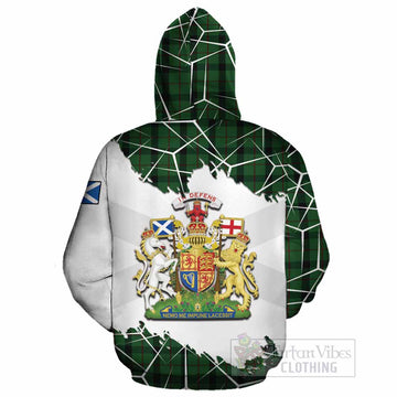 Kincaid Tartan Cotton Hoodie with Family Crest and Lion Rampant Grunge Style