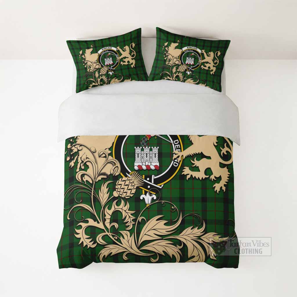 Kincaid Tartan Crest Bedding Set with Scottish Iconic Symbols 