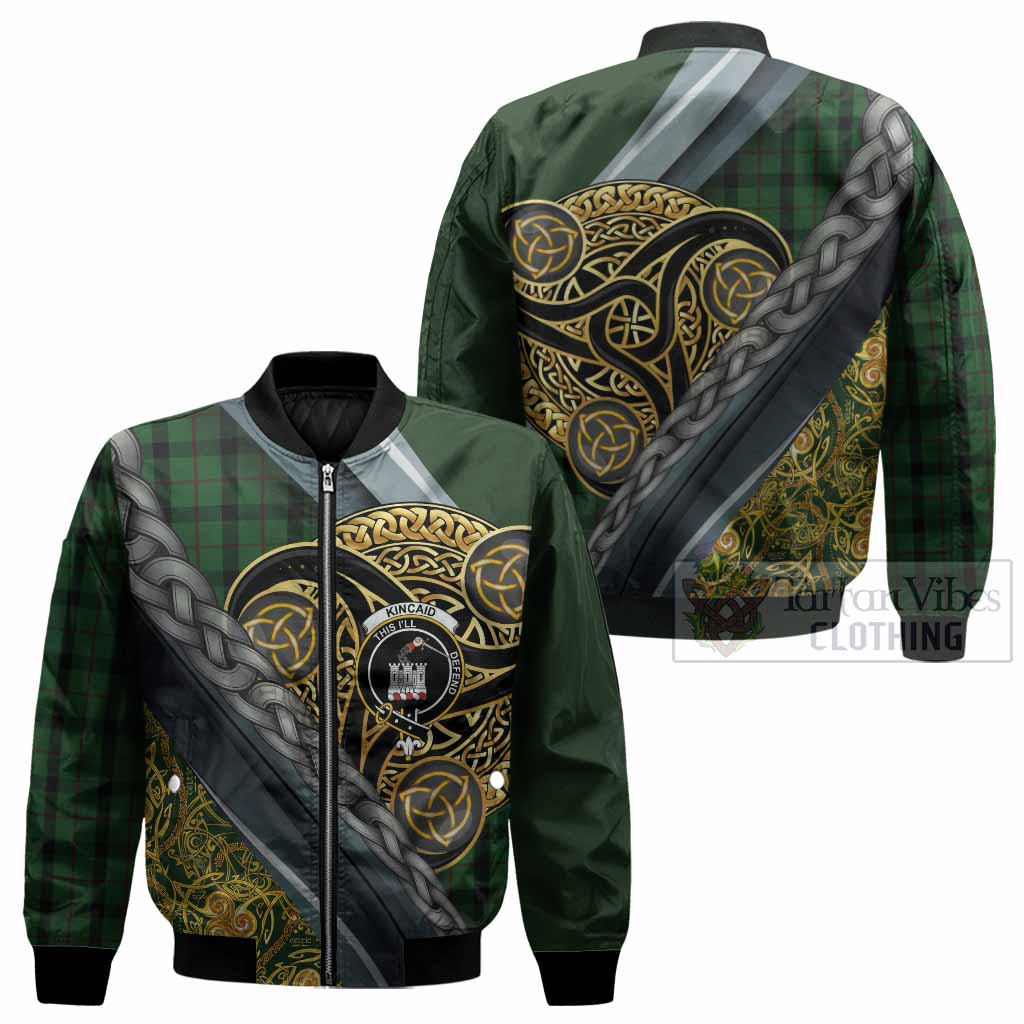 Kincaid Tartan Crest Bomber Jacket Scottish Triskele Celtic