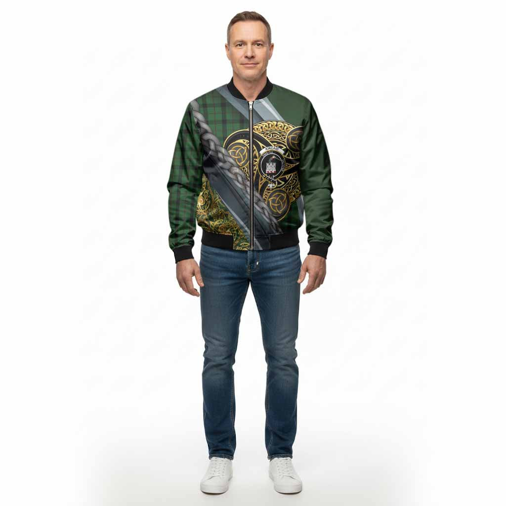 Kincaid Tartan Crest Bomber Jacket Scottish Triskele Celtic