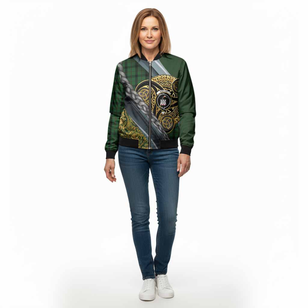 Kincaid Tartan Crest Bomber Jacket Scottish Triskele Celtic
