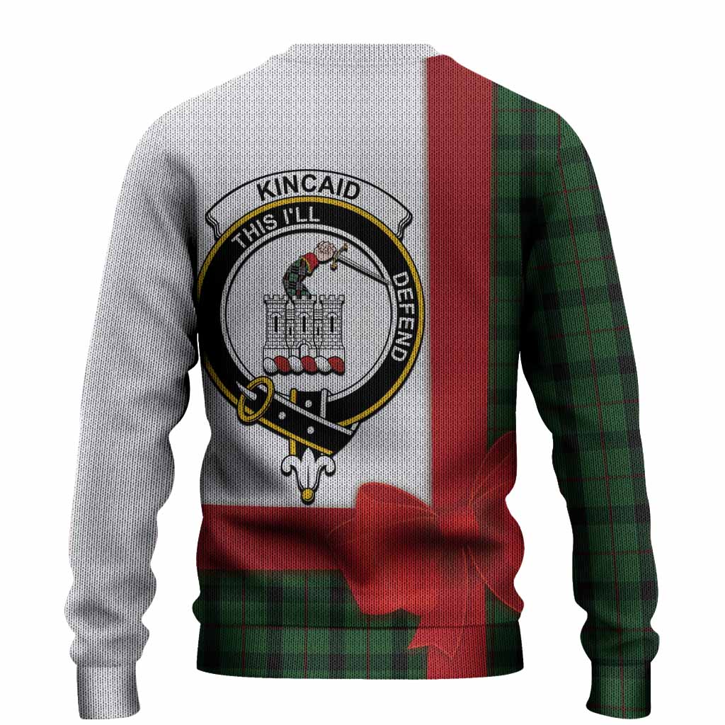 Kincaid Tartan Crest Christmas Christmas Ugly Sweater Highland Cow Bagpipes Coquette Bow Style