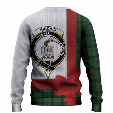 Kincaid Tartan Crest Christmas Christmas Ugly Sweater Highland Cow Bagpipes Coquette Bow Style