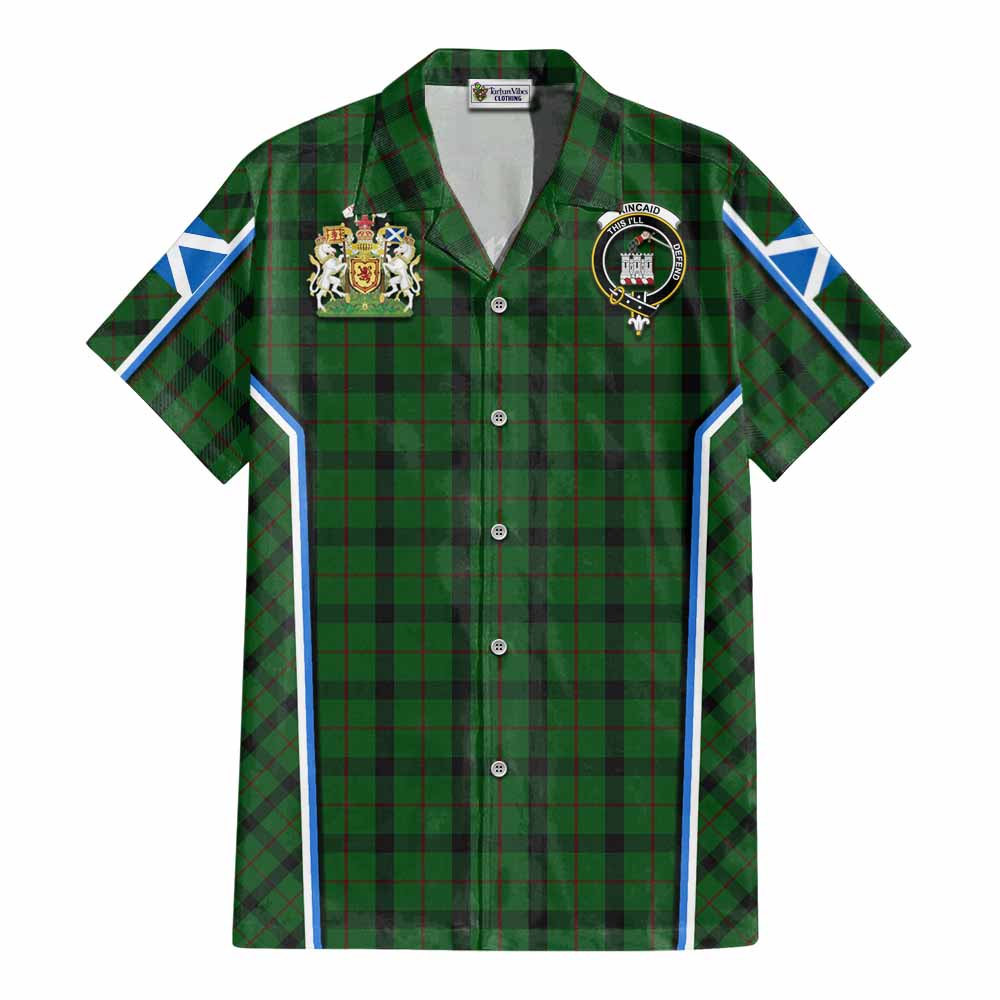Kincaid Tartan Crest Cotton Hawaiian Shirt Scotland Coat of Arm Flag Style - Tartan Vibes Clothing
