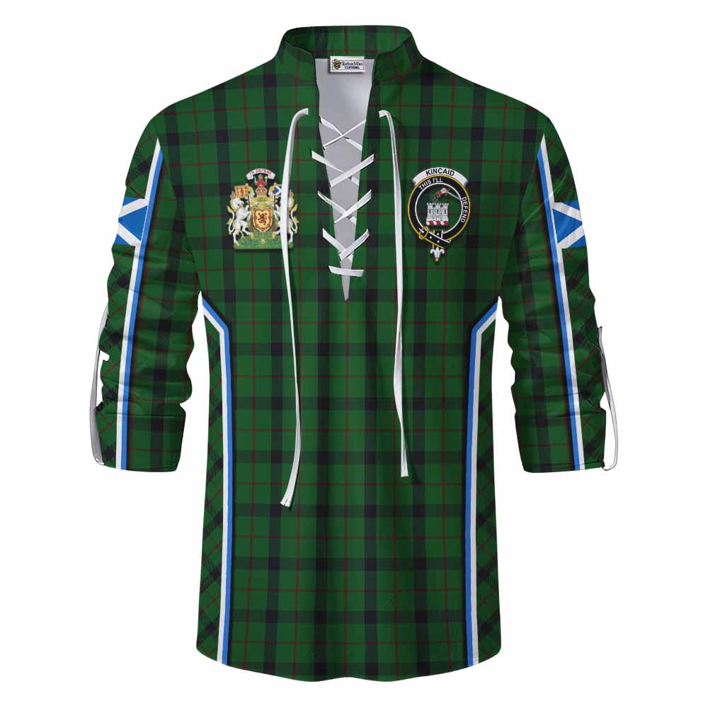 Kincaid Tartan Crest Ghillie Kilt Shirt Scotland Coat of Arm Flag Style - Tartan Vibes Clothing