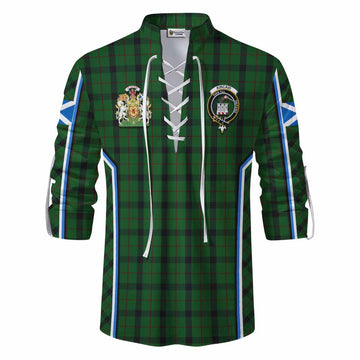 Kincaid Tartan Crest Ghillie Kilt Shirt Scotland Coat of Arm Flag Style