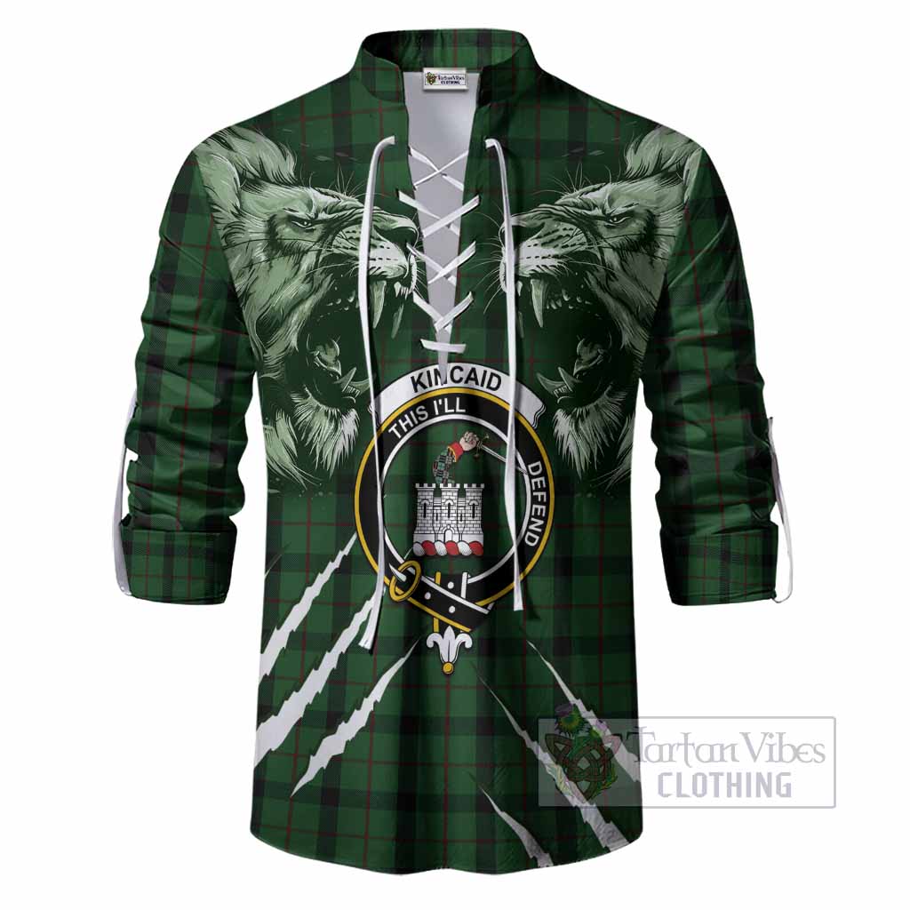 Kincaid Tartan Crest Ghillie Shirt Ferocious Lion Style
