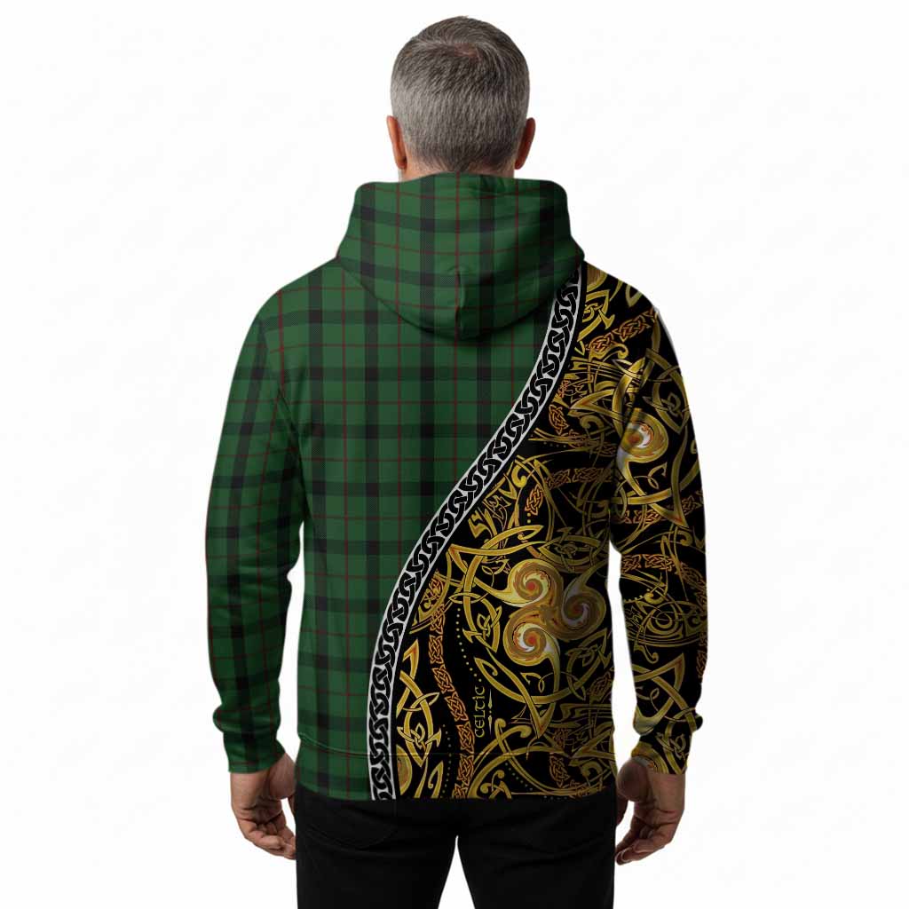Kincaid Tartan Crest Hoodie Celtic Knot and Triple Trickle Spiral Symbols