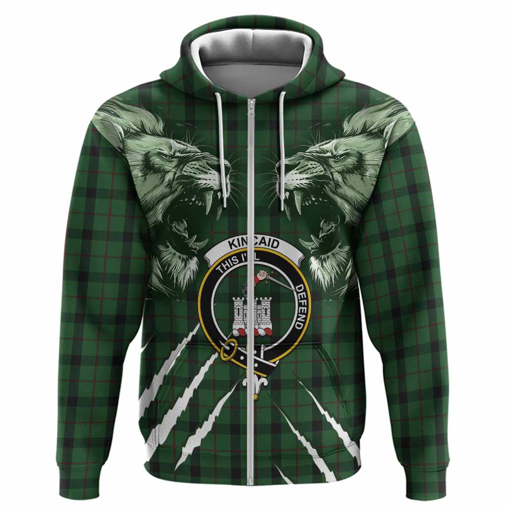 Kincaid Tartan Crest Hoodie Ferocious Lion Style