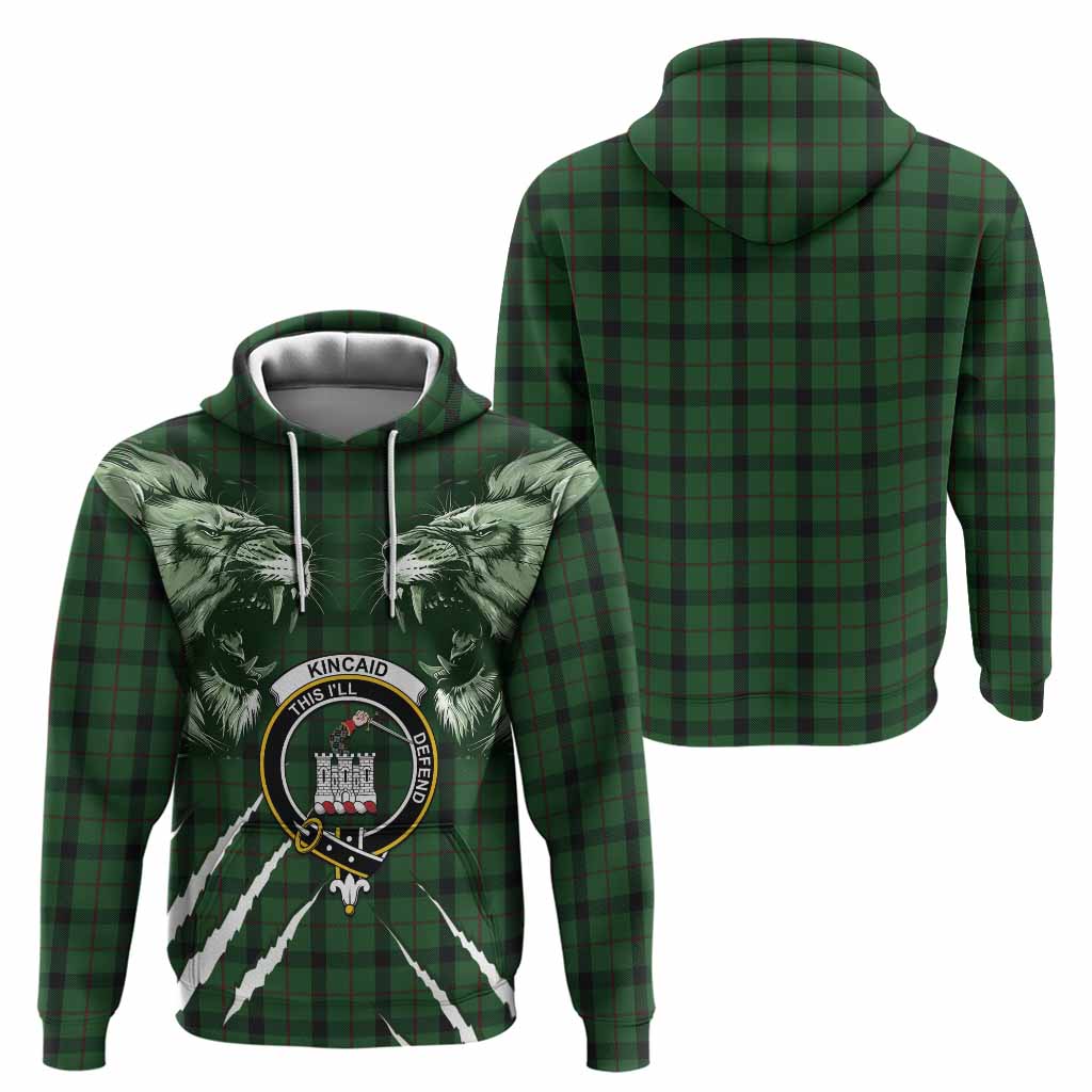 Kincaid Tartan Crest Hoodie Ferocious Lion Style