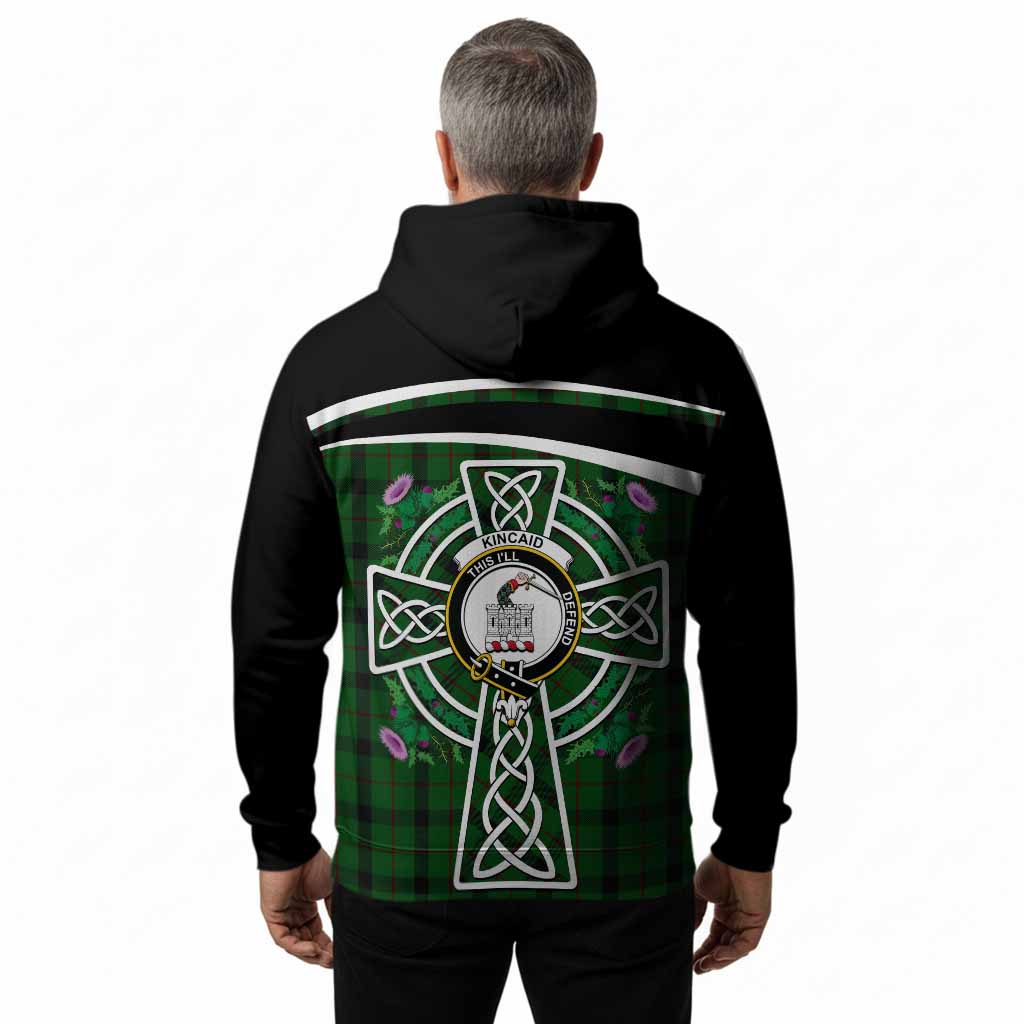 Kincaid Tartan Crest Hoodie Scottish Thistle Celtic Cross Alba Gu Brath