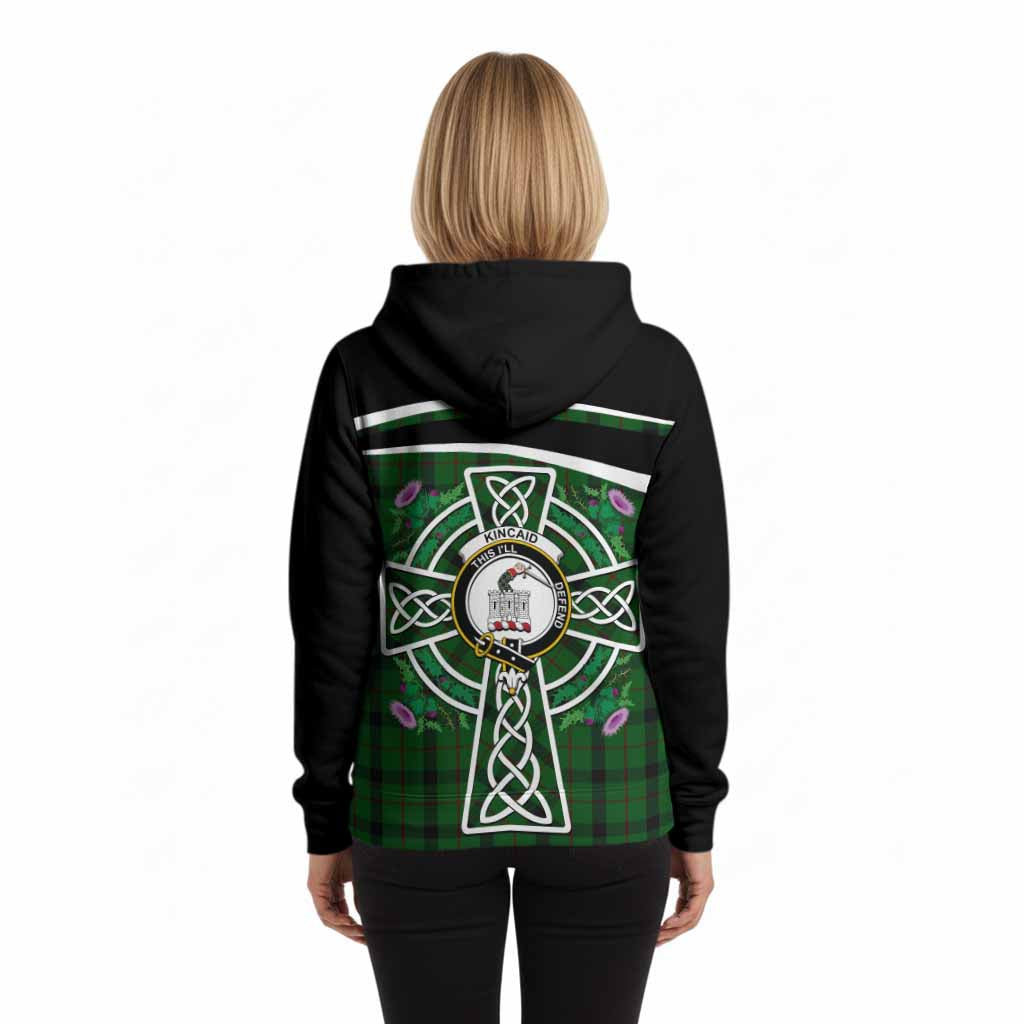 Kincaid Tartan Crest Hoodie Scottish Thistle Celtic Cross Alba Gu Brath