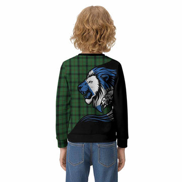 Kincaid Tartan Crest Kid Knitted Sweatshirt Scottish Golden Lions Wave Flow