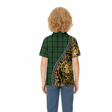 Kincaid Tartan Crest Kid Polo Shirt Celtic Knot and Triple Trickle Spiral Symbols