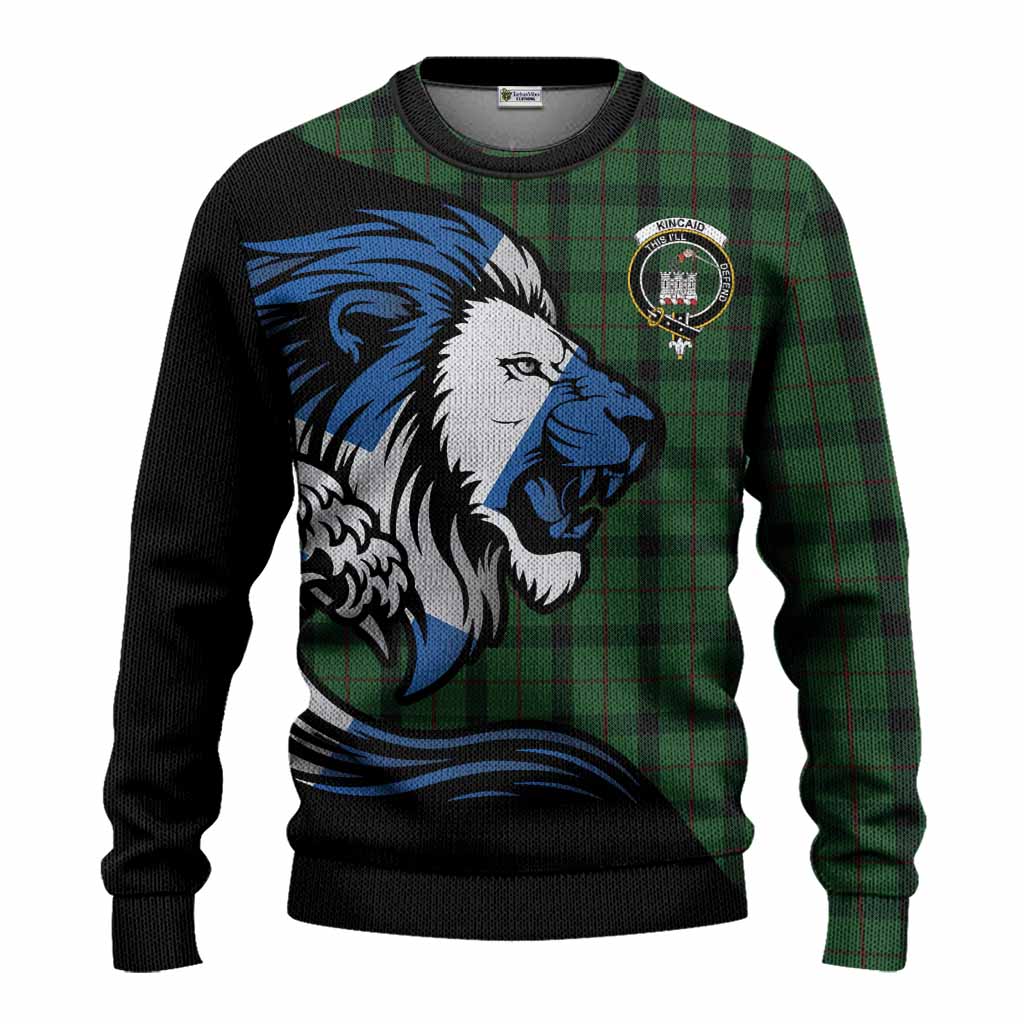 Kincaid Tartan Crest Knitted Sweater Scottish Golden Lions Wave Flow