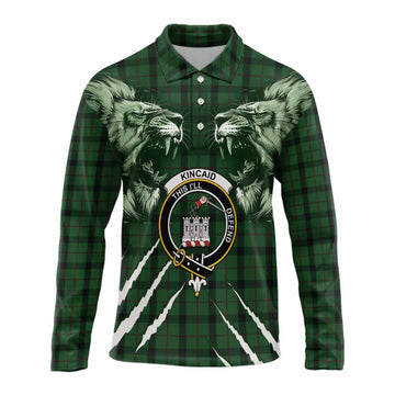 Kincaid Tartan Crest Long Sleeve Polo Shirt Ferocious Lion Style