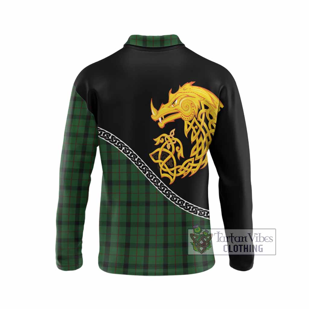 Kincaid Tartan Crest Long Sleeve Polo Shirt Legendary Dragon Knot Half Style