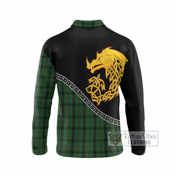 Kincaid Tartan Crest Long Sleeve Polo Shirt Legendary Dragon Knot Half Style
