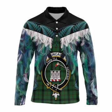 Kincaid Tartan Crest Long Sleeve Polo Shirt New Zealand Maori Korowai Cloak
