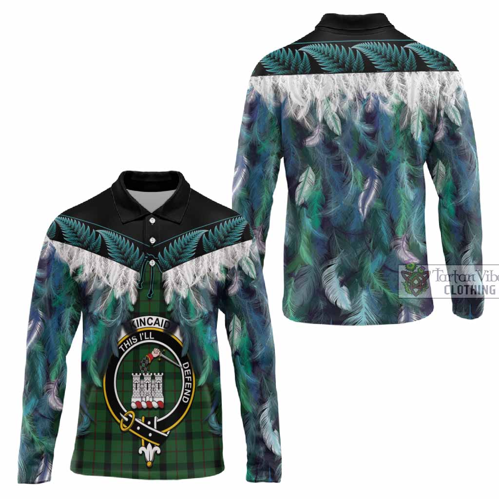 Kincaid Tartan Crest Long Sleeve Polo Shirt New Zealand Maori Korowai Cloak