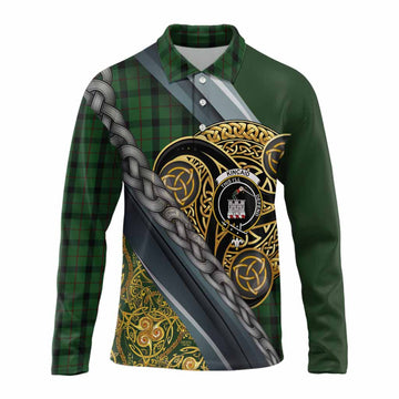 Kincaid Tartan Crest Long Sleeve Polo Shirt Scottish Triskele Celtic