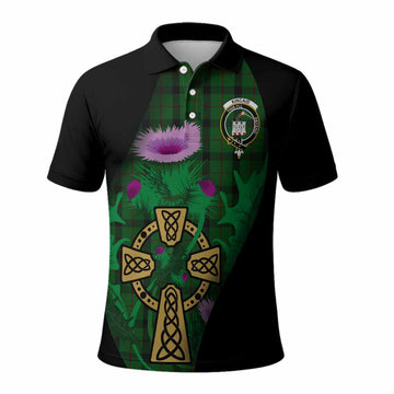 Kincaid Tartan Crest Polo Shirt Celtic Cross Thistle Flowers