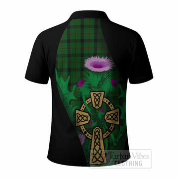 Kincaid Tartan Crest Polo Shirt Celtic Cross Thistle Flowers