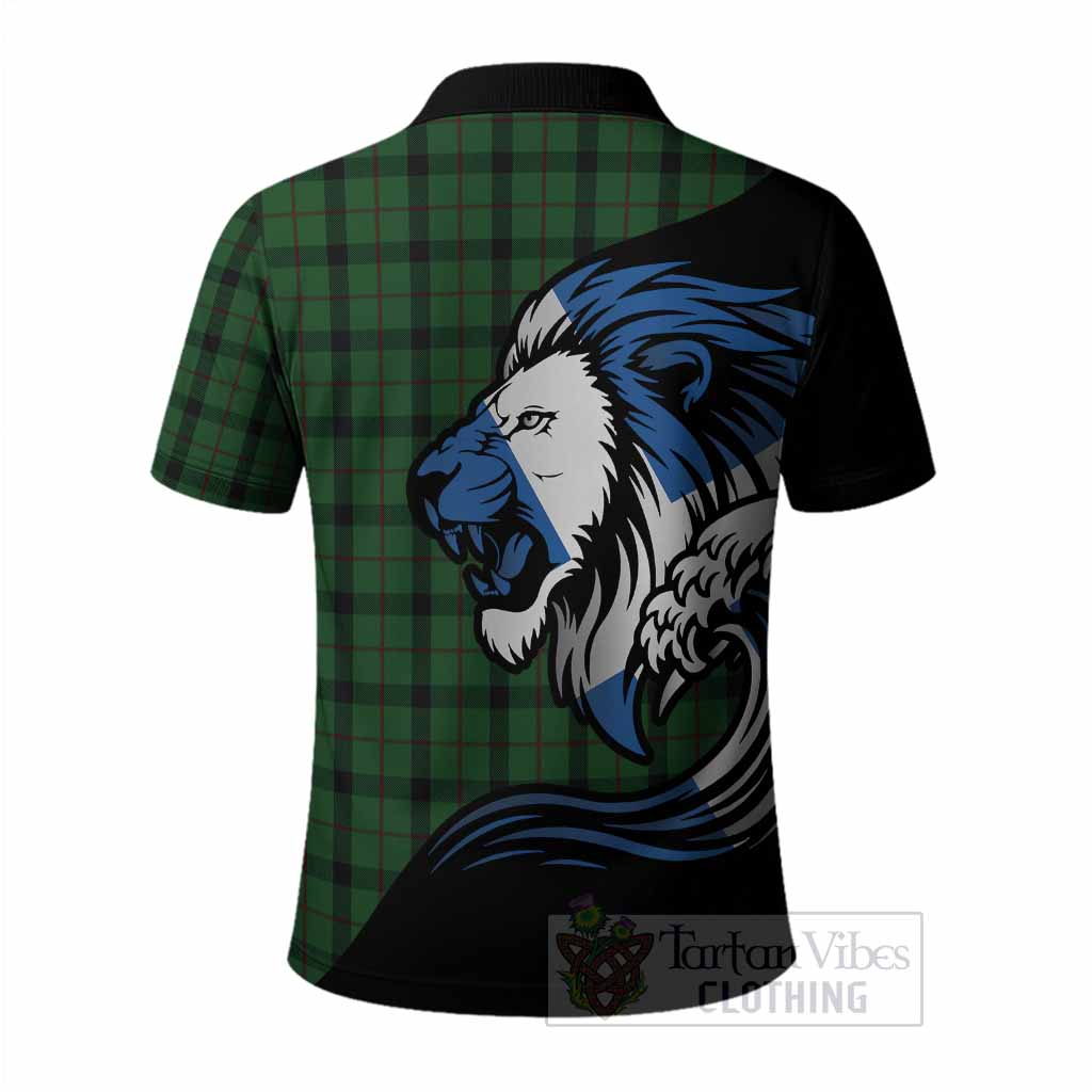 Kincaid Tartan Crest Polo Shirt Scottish Golden Lions Wave Flow