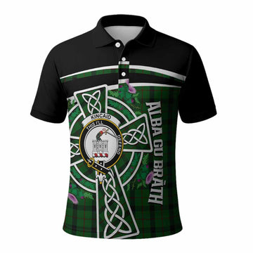 Kincaid Tartan Crest Polo Shirt Scottish Thistle Celtic Cross Alba Gu Brath