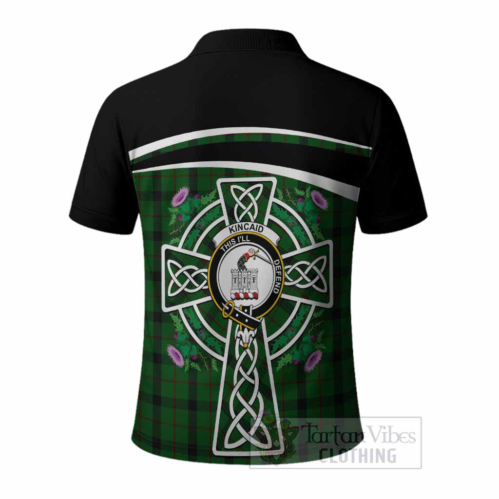 Kincaid Tartan Crest Polo Shirt Scottish Thistle Celtic Cross Alba Gu Brath