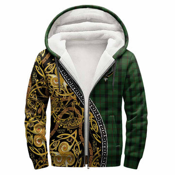 Kincaid Tartan Crest Sherpa Hoodie Celtic Knot and Triple Trickle Spiral Symbols