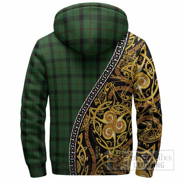 Kincaid Tartan Crest Sherpa Hoodie Celtic Knot and Triple Trickle Spiral Symbols