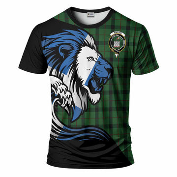 Kincaid Tartan Crest T-Shirt Scottish Golden Lions Wave Flow