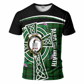 Kincaid Tartan Crest T-Shirt Scottish Thistle Celtic Cross Alba Gu Brath