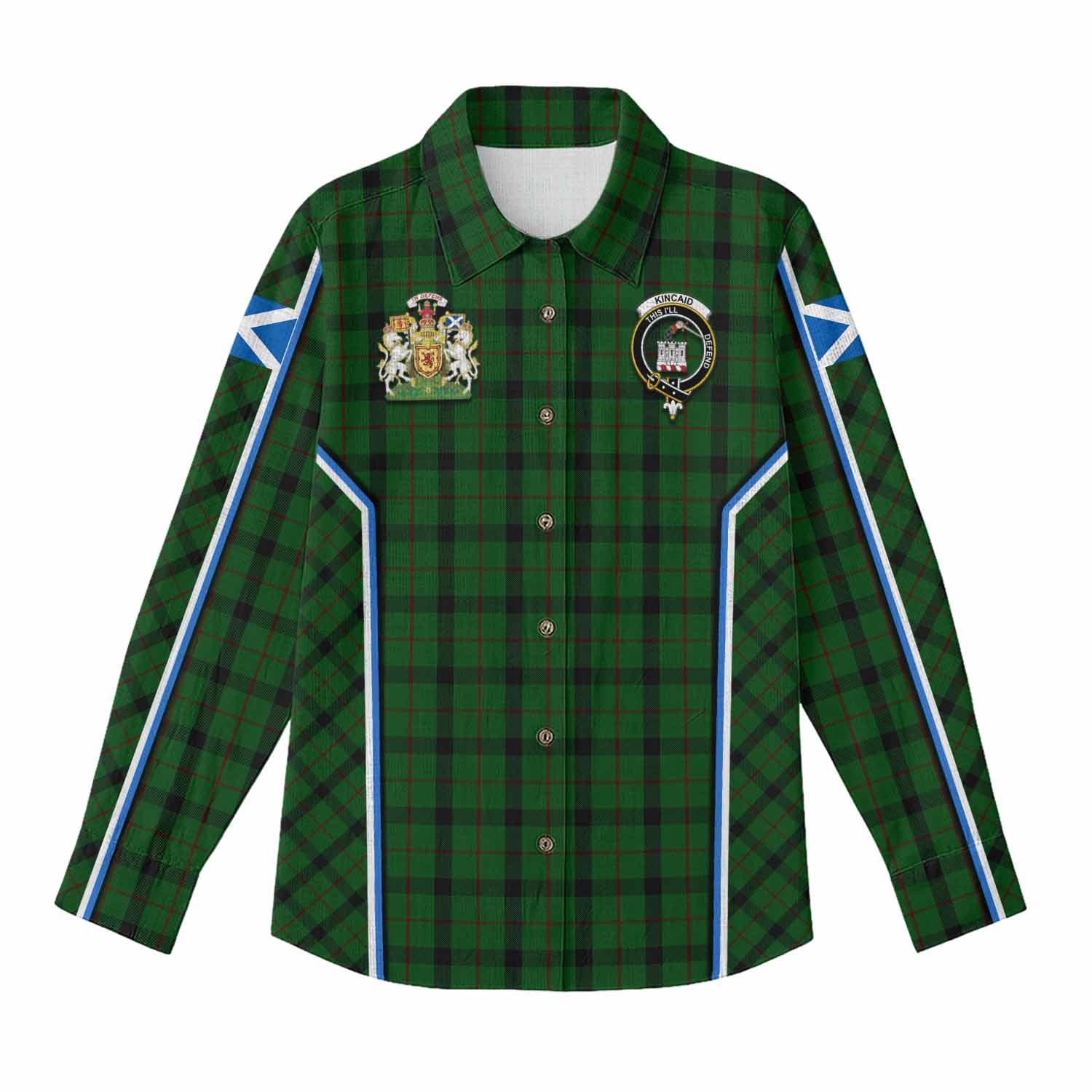 Kincaid Tartan Crest Women Casual Shirt Scotland Coat of Arm Flag Style - Tartan Vibes Clothing