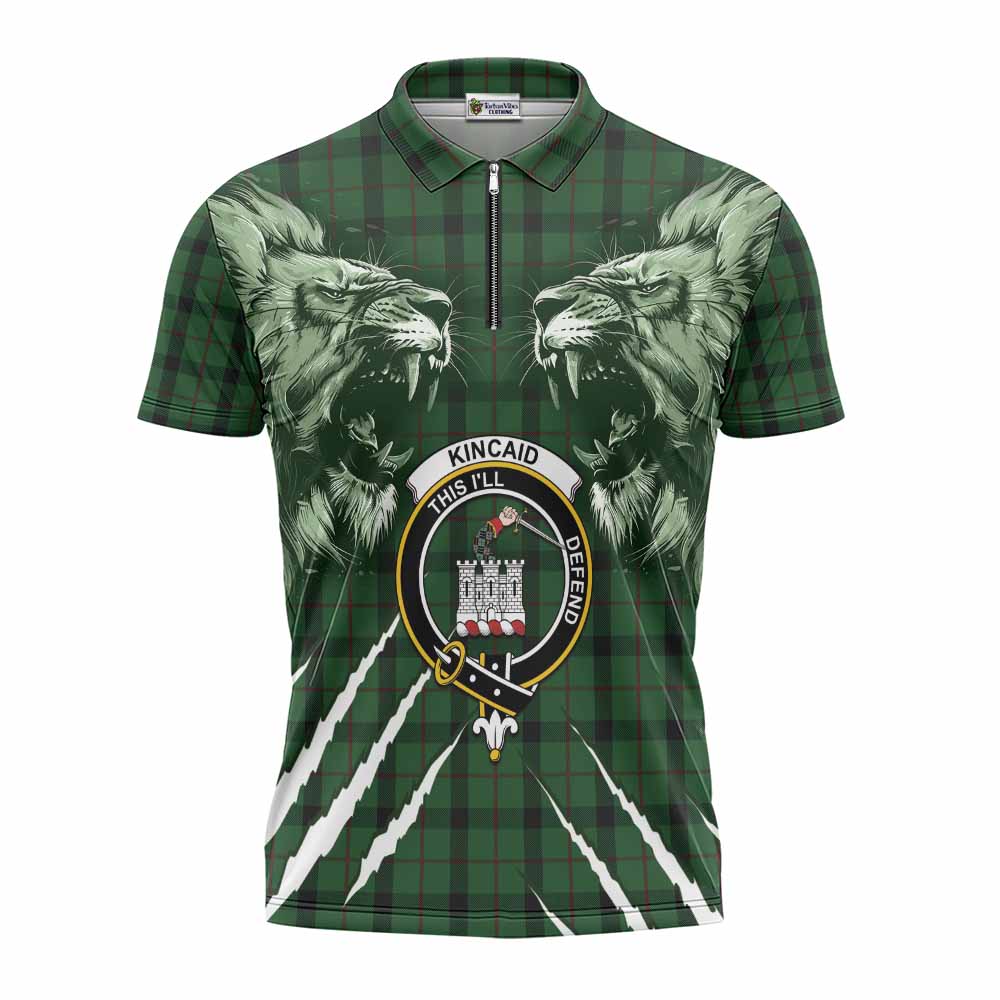 Kincaid Tartan Crest Zipper Polo Shirt Ferocious Lion Style