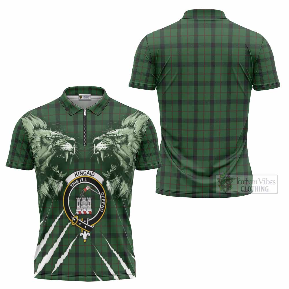 Kincaid Tartan Crest Zipper Polo Shirt Ferocious Lion Style