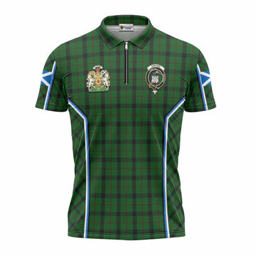 Kincaid Tartan Crest Zipper Polo Shirt Scotland Coat of Arm Flag Style