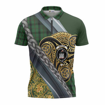 Kincaid Tartan Crest Zipper Polo Shirt Scottish Triskele Celtic